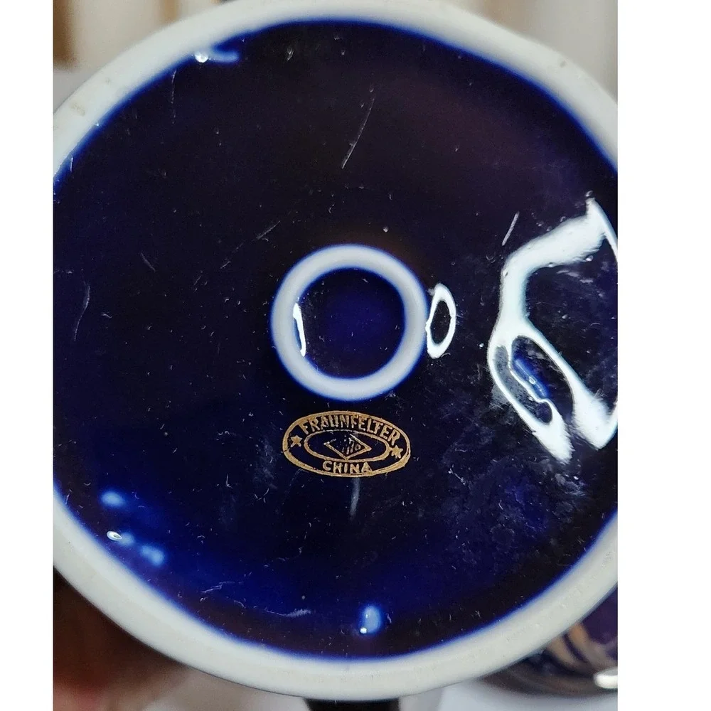 Fraunfeiter Cobalt and Gold Trimmed Teapot